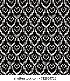 Knitted seamless pattern hearts
