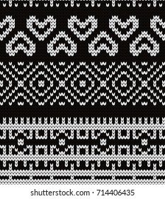 Knitted seamless pattern with hearts