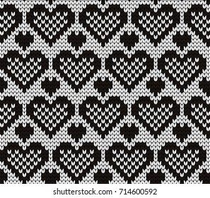 Knitted seamless pattern hearts
