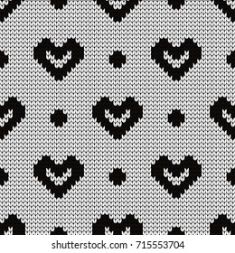 Knitted seamless pattern hearts