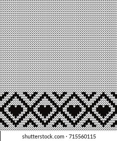 Knitted seamless pattern hearts