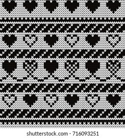 Knitted seamless pattern hearts