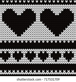 Knitted seamless pattern hearts