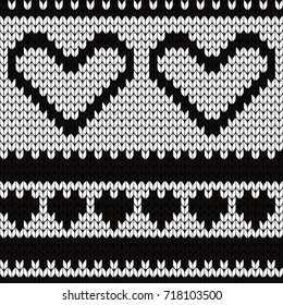 Knitted seamless pattern hearts