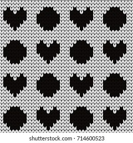 Knitted seamless pattern hearts and circles