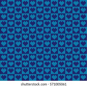 Knitted seamless pattern hearts on Valentine