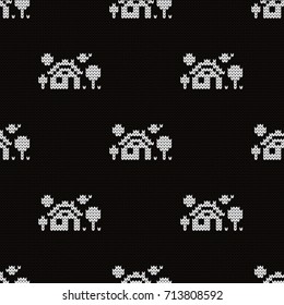 Knitted seamless pattern houses