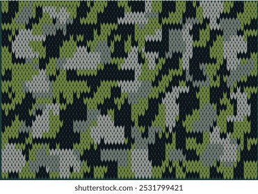 Knitted seamless pattern imitation camouflage summer option. Color  foliage is green and the shadow is dark.  For the manufacture of protective knitted clothing, fabric, print camouflage   vector