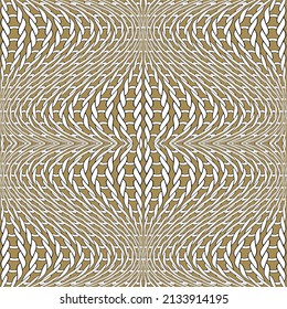 Nahtloses Schnittmuster. Knit-ornamentaler Vektorhintergrund. Wiederholen Sie die Gitterhintergründe für gewellte Linien. Texturierte moderne gewölbte Ornamente mit Wellen, Ferkeln, Kurven, Stricken. Endlose Stricktextur aus Ornamenten.