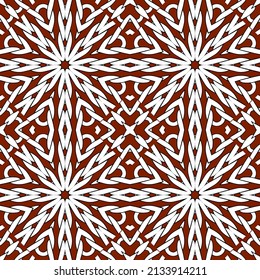 Knitted seamless pattern. Knit ornamental vector red background. Repeat knitting style floral backdrop. Textured radial ornament with  lines, flowers, shapes, knits. Endless ornate texture.