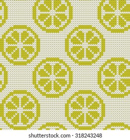 knitted seamless pattern lemon