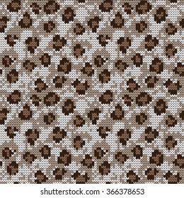 Knitted seamless pattern leopard skin
