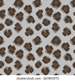 Knitted seamless pattern leopard skin