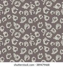Knitted seamless pattern leopard spots