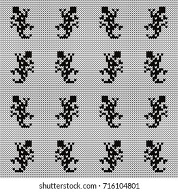 Knitted seamless pattern lizards