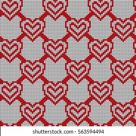 Knitted seamless pattern of love and hearts
