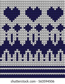 Knitted seamless pattern of love and hearts