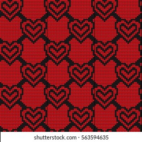 Knitted seamless pattern of love and hearts