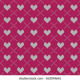 Knitted seamless pattern of love and hearts