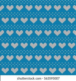 Knitted seamless pattern of love and hearts