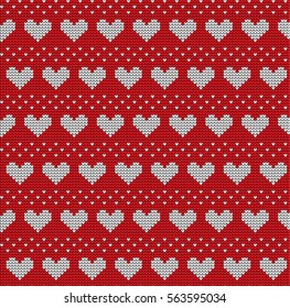 Knitted seamless pattern of love and hearts