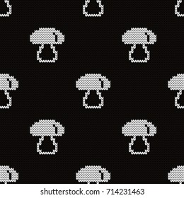 Knitted seamless pattern mushrooms
