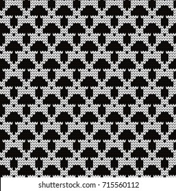 Knitted seamless pattern mushrooms