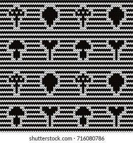 Knitted seamless pattern mushrooms