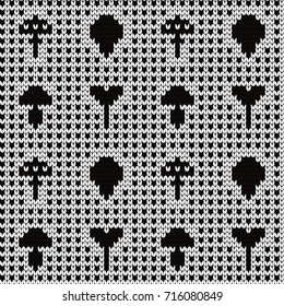 Knitted seamless pattern mushrooms