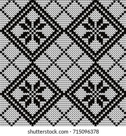 Knitted seamless pattern norwegian stars in rhombuses