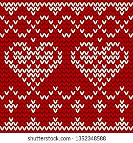 Knitted seamless pattern on Red
