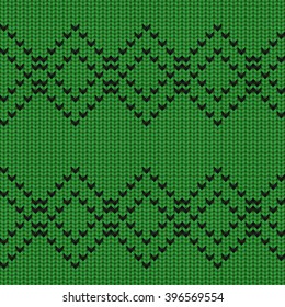 Knitted Seamless Pattern with Ornament. Knitting Sweater Design. Fabric Knit Texture. Vector Illustration.