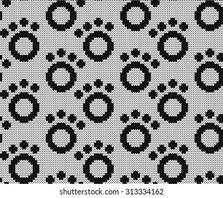 knitted seamless pattern paws