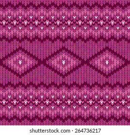 Knitted seamless pattern in pink colors