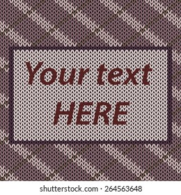 Knitted seamless pattern with place for text. EPS10