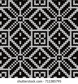 Knitted seamless pattern for plaid Norwegian stars