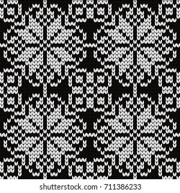 Knitted seamless pattern for plaid Norwegian stars