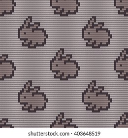 knitted seamless pattern rabbits