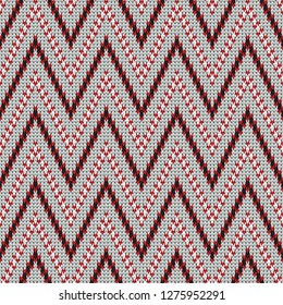 knitted seamless pattern with red black zigzag