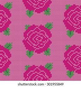 knitted seamless pattern roses
