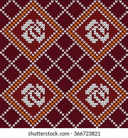 Knitted seamless pattern roses