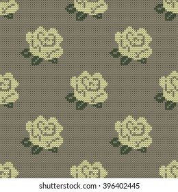 Knitted seamless pattern roses