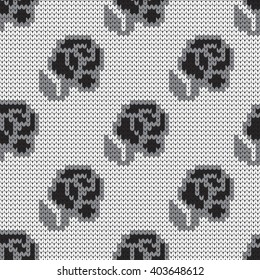 Knitted seamless pattern roses