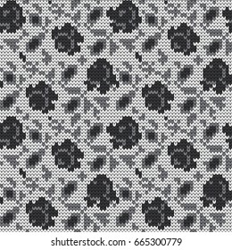 Knitted seamless pattern roses