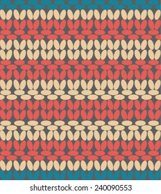 Knitted seamless pattern in rustic style with stripes 