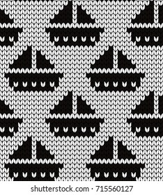 Knitted seamless pattern ships