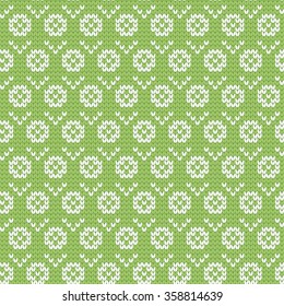 Knitted seamless pattern small flowers