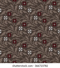 Knitted seamless pattern small flowers