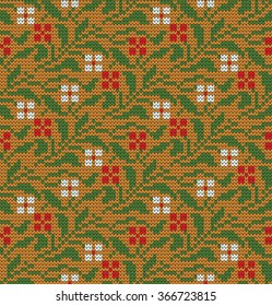 Knitted seamless pattern small flowers