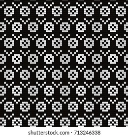 Knitted seamless pattern small flowers